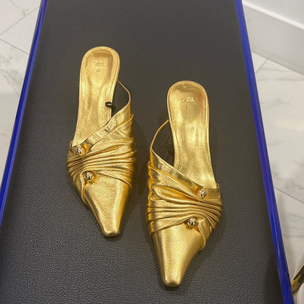 Zara Gold Women's Mules